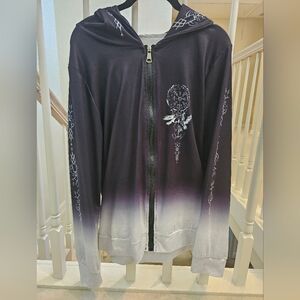Gradient Black and Gray Zip Up Hoodie